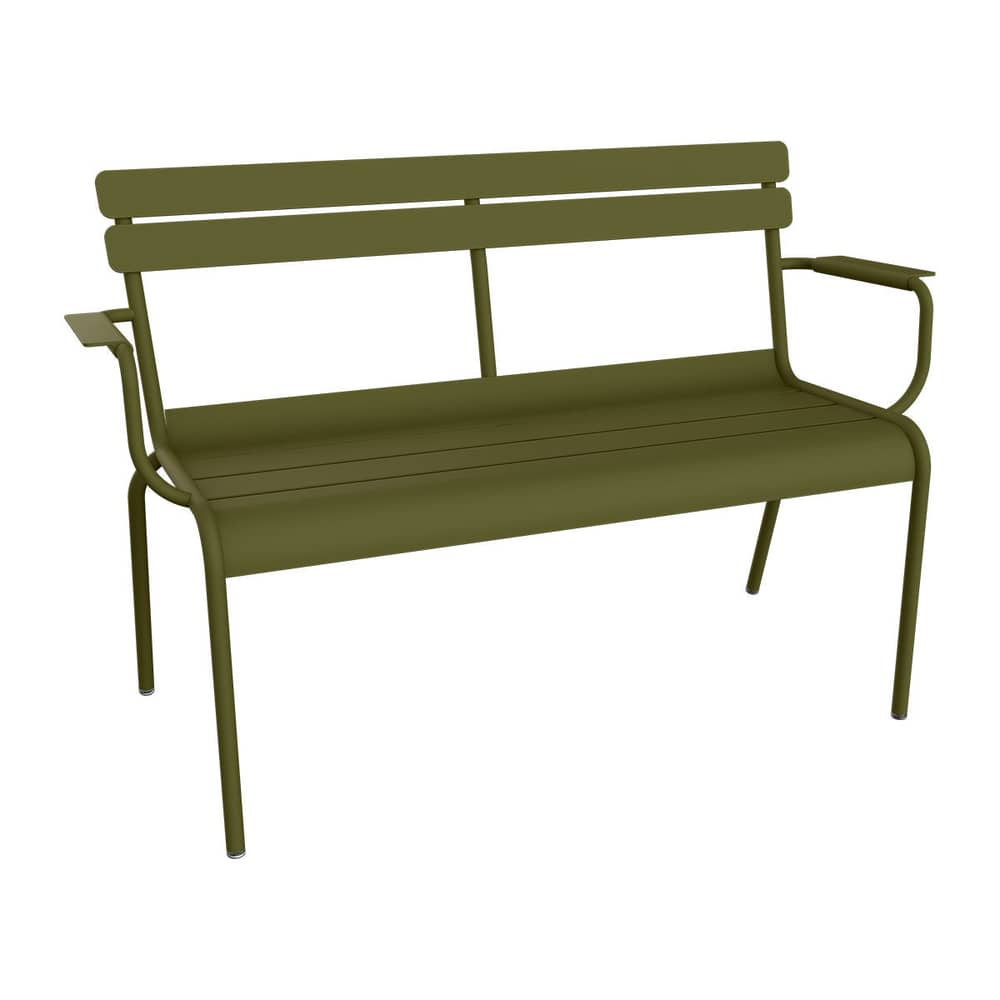 Banc avec dossier Luxembourg métal vert / 2 places - L 131 cm - Fermob - Pesto - Aluminium