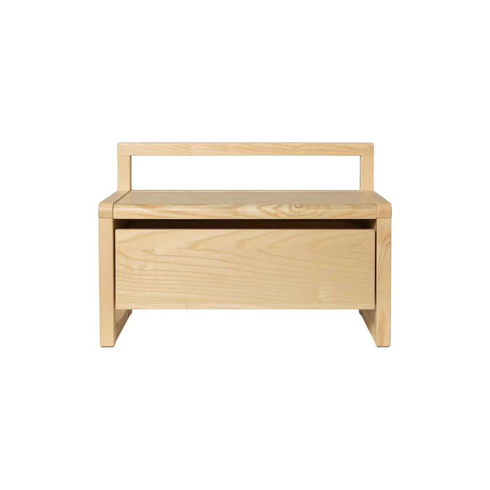 Banc enfant Little Architect / Rangement avec tiroir coulissant - L 60 cm - Ferm Living - Frêne naturel - Frêne massif, Placage de frêne