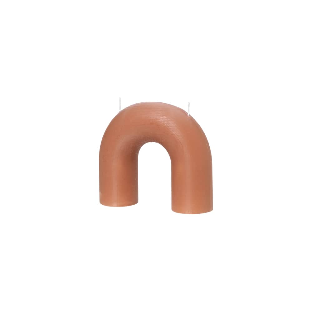 Bend Candle wax pink / W 16.5 x H 14.5 cm - 2 wicks - BROSTE COPENHAGEN - Pink tan - Paraffin wax