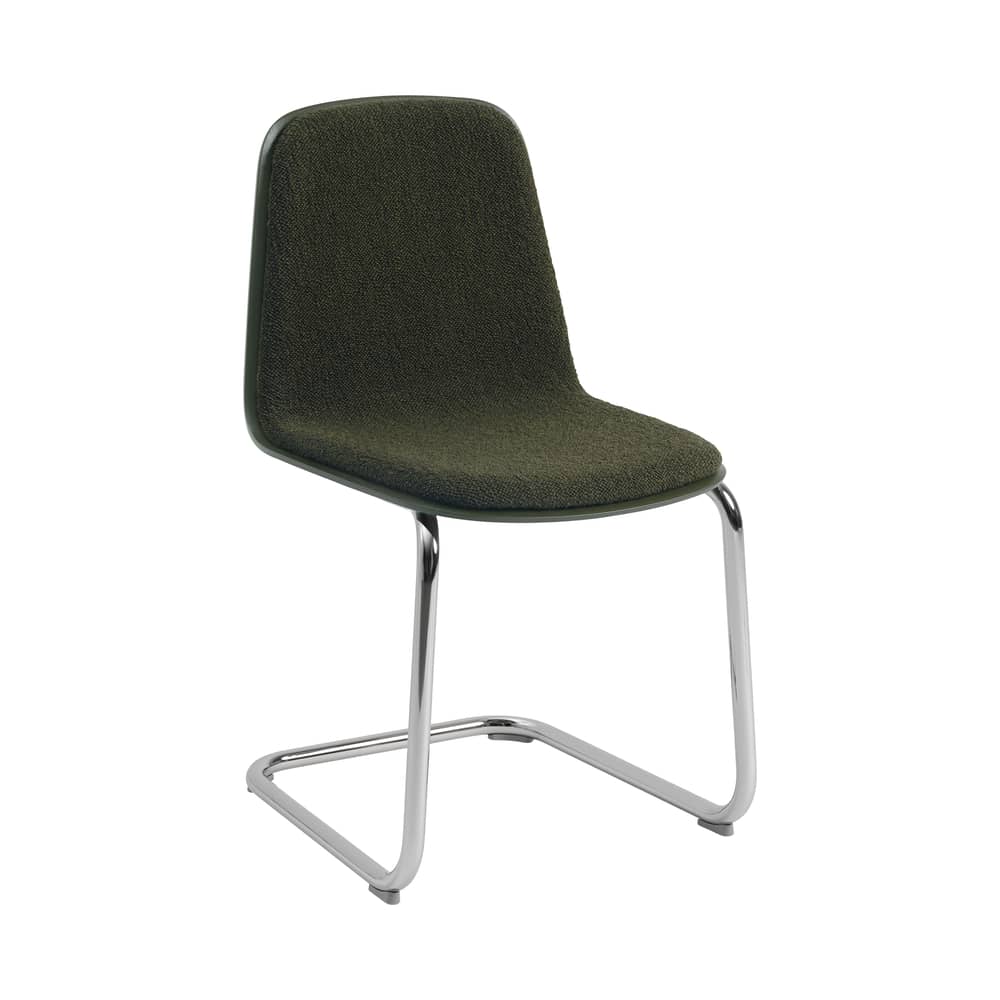 Chaise rembourrée Brink tissu vert - Muuto - Vert olive foncé - Mousse, Placage de bois certifié FSC, Tissu