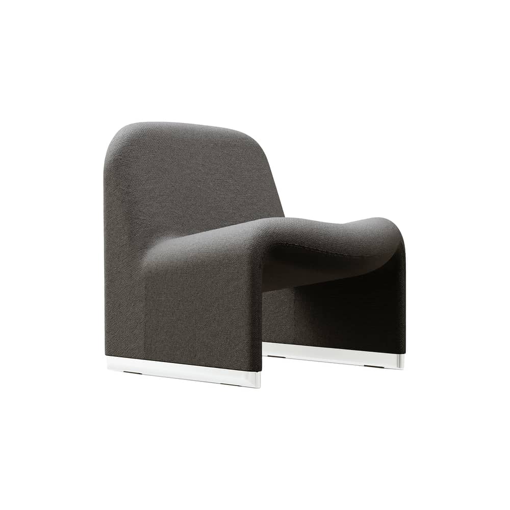Fauteuil rembourré Alky tissu noir / Giancarlo Piretti, 1970 - ANONIMA CASTELLI - Noir (tissu Trevira) - Alliage d\'aluminium, Mousse polyuréthane, Sangles élastiques, Tissu Trevira