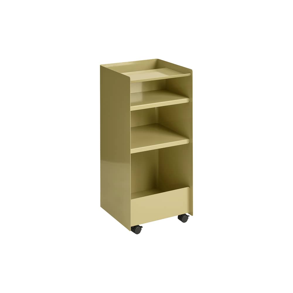 Folded Tall Trolley on wheels metal green / Open - H 83.7 cm - Muuto - Dark green-beige - Steel