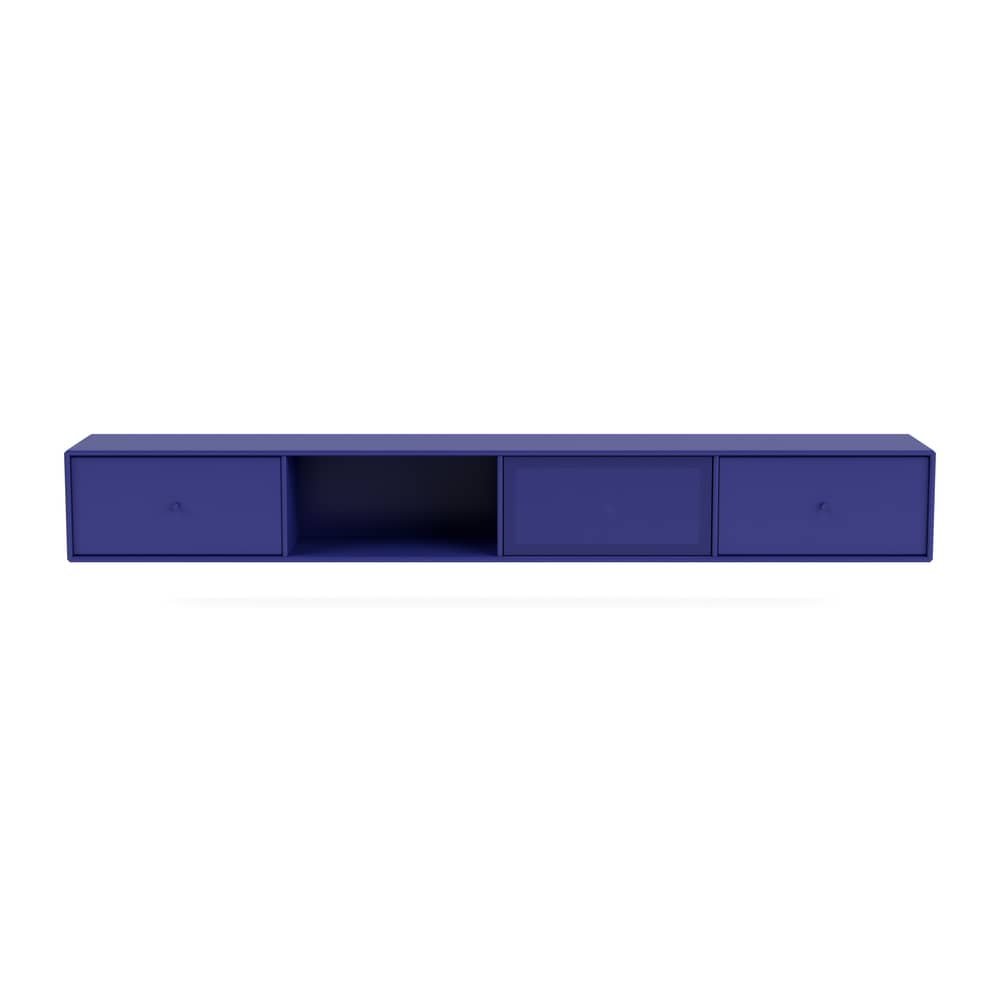 Meuble TV suspendu Octave VII bois bleu / L 183,6 x P 30 x H 24 cm - MONTANA - Monarch 135 - Acier perforé, MDF laqué