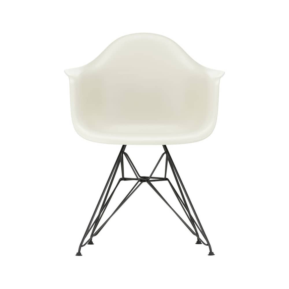 Sessel RE DAR - Eames Plastic Armchair plastikmaterial grau / (1950) - Beine schwarz / recycelt - Vitra - Kieselgrau / Schwarze Beine - lackierter Stahl, Recycelter Kunststoff (Post-Consumer)
