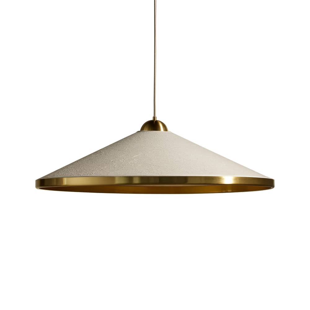 Sospensione Songe tessuto bianco / Ø 80 cm - Maison Sarah Lavoine - Ecru / ottone - Cotone stropicciato, Ottone spazzolato