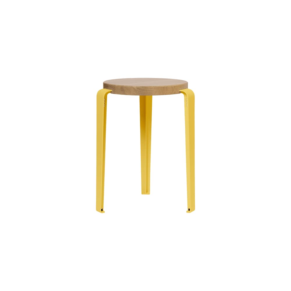 Stappelbarer Hocker Lou metall gelb / H 45 cm - Eiche öko-zertifiziert - TIPTOE - Gelb Briochegelb - Ökozertifizierte Massiveiche, thermolackierter Stahl