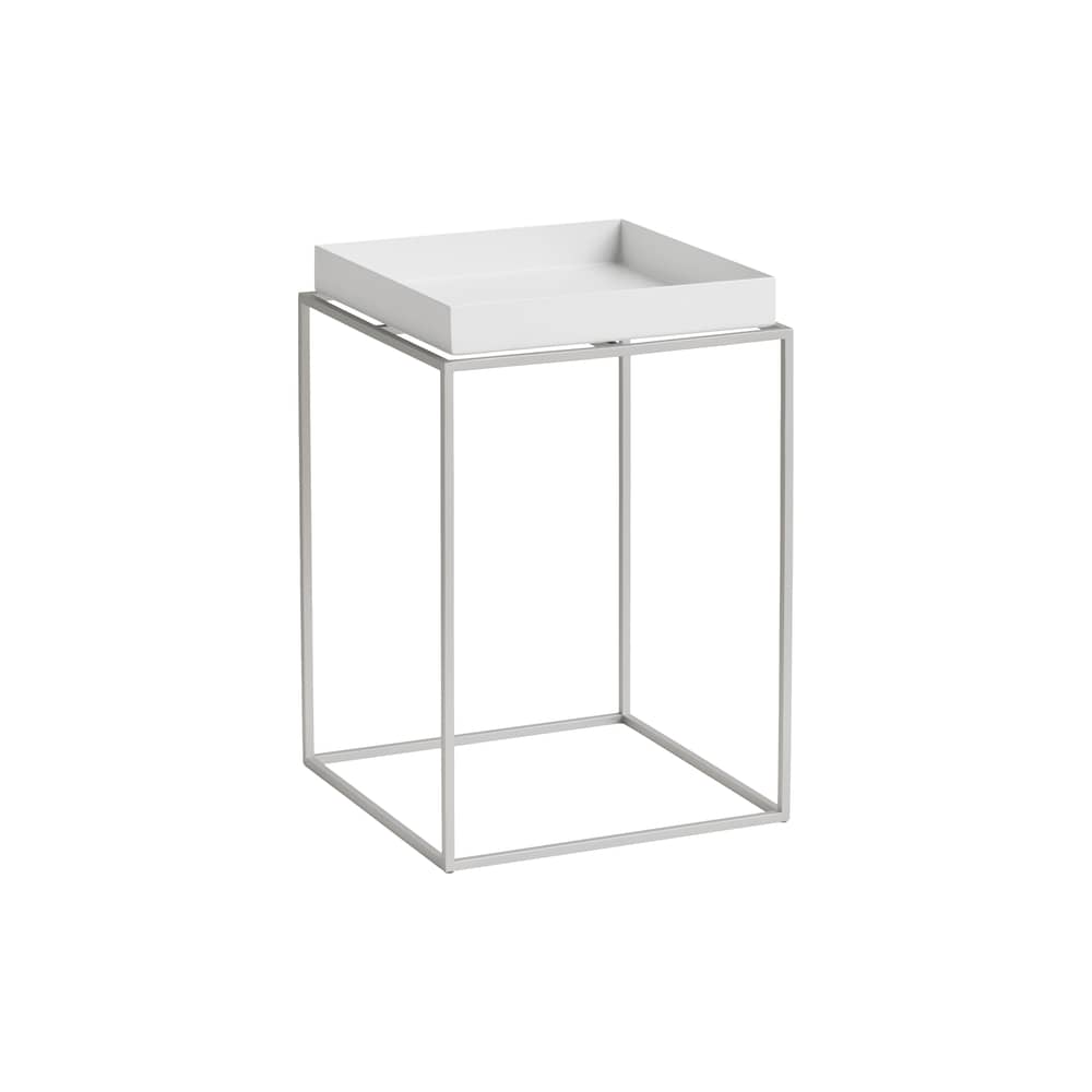 Table d\'appoint Tray Small Silicon High / 30 x 30 x H 44 cm - Hay - Blanc - Acier revêtu de silicone, Acier thermolaqué