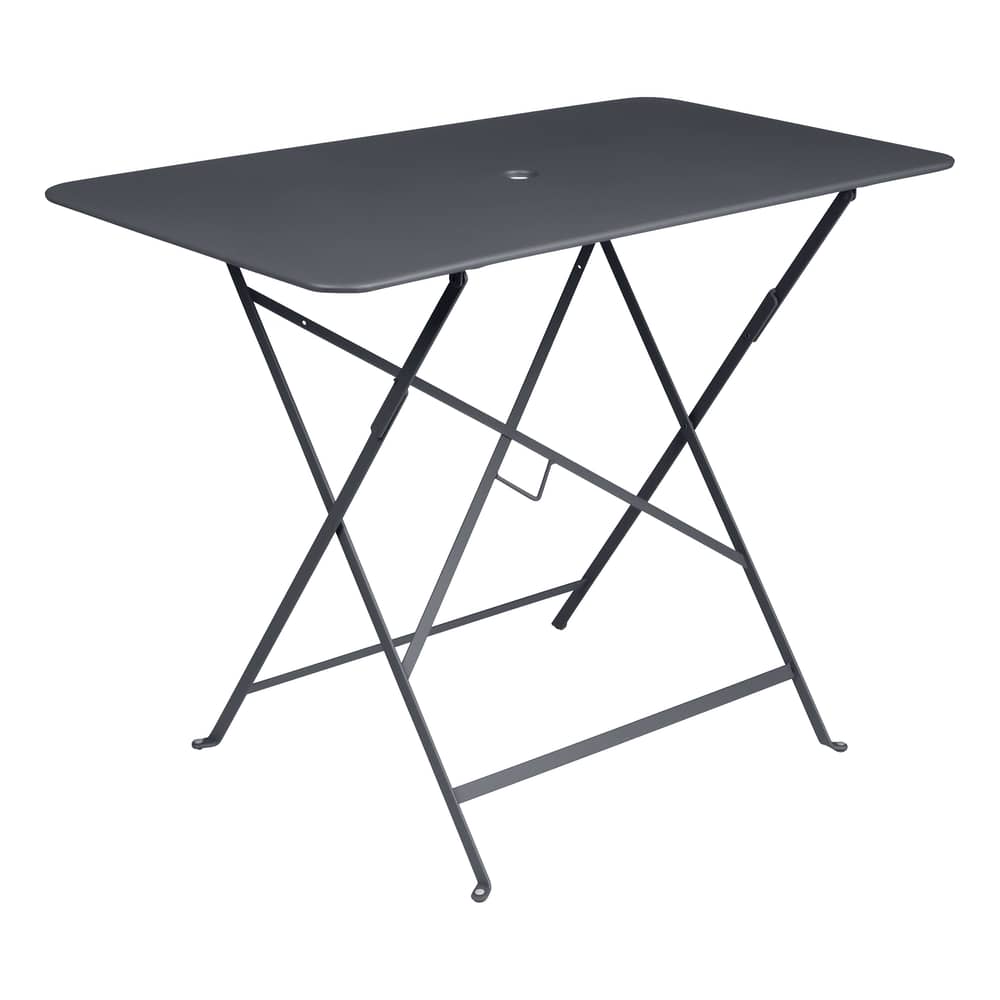 Table pliante Bistro métal gris noir / 97 x 57 cm - 4 personnes - Trou parasol - Fermob - Carbone - Acier peint