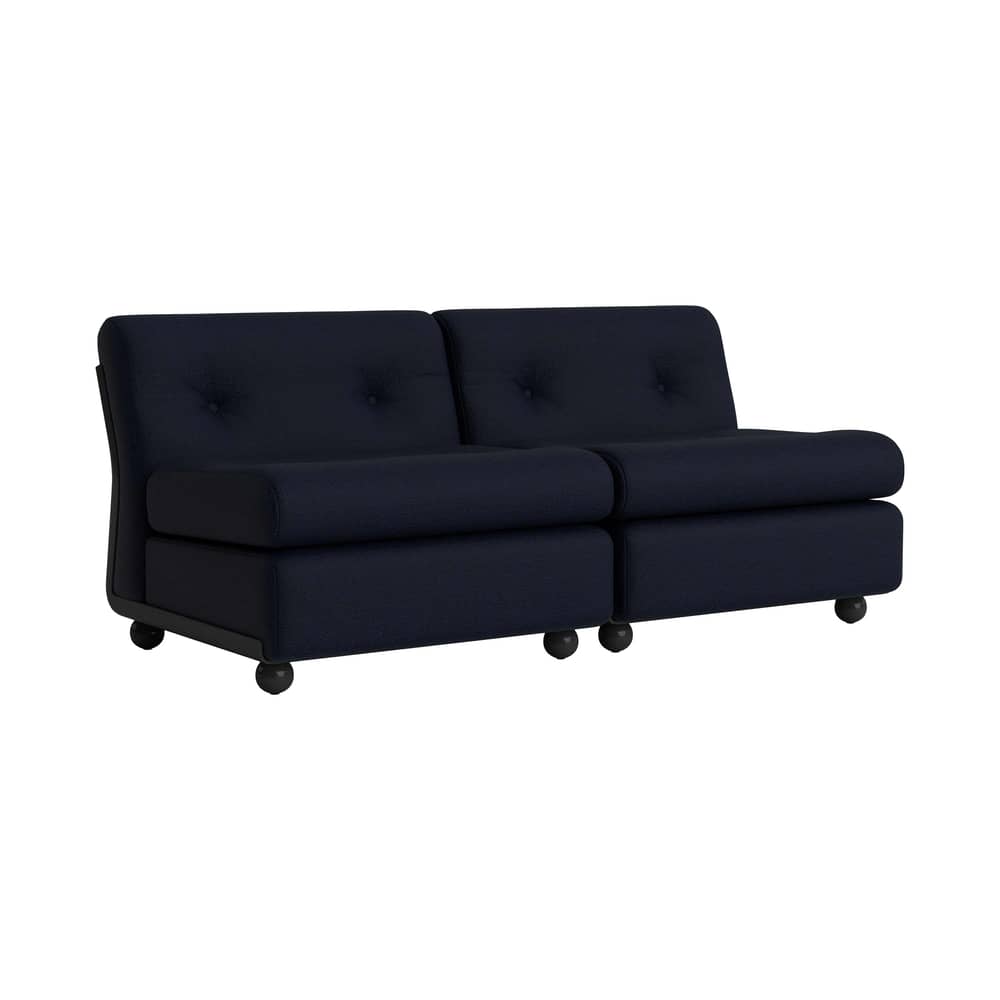 Canapé 2 places Amanta / Modulable - L 158,5 cm / Réédition 1966, Mario Bellini - Hay - Bleu-noir (tissu) - ABS recyclé, Mousse, Tissu