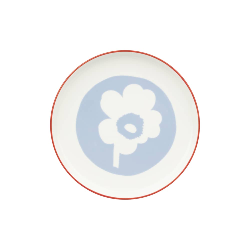 Assiette à dessert Unikko Lautanen céramique bleu / Ø 20 cm - Marimekko - Unikko Lautanen / Bleu ciel - Grès