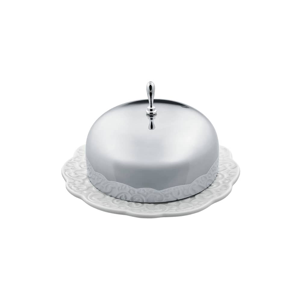 Beurrier Dressed céramique métal blanc - Alessi - Blanc / Acier - Acier inoxydable, Porcelaine
