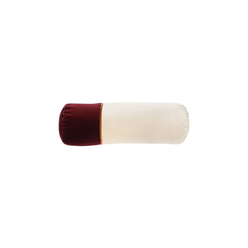 Coussin Tube court tissu rouge par José Lévy / Ø 15 x L 42 cm - Exclusivité Made In Design - Lelièvre Paris - Galet / Bordeaux (velours) - Mousse, Tissu