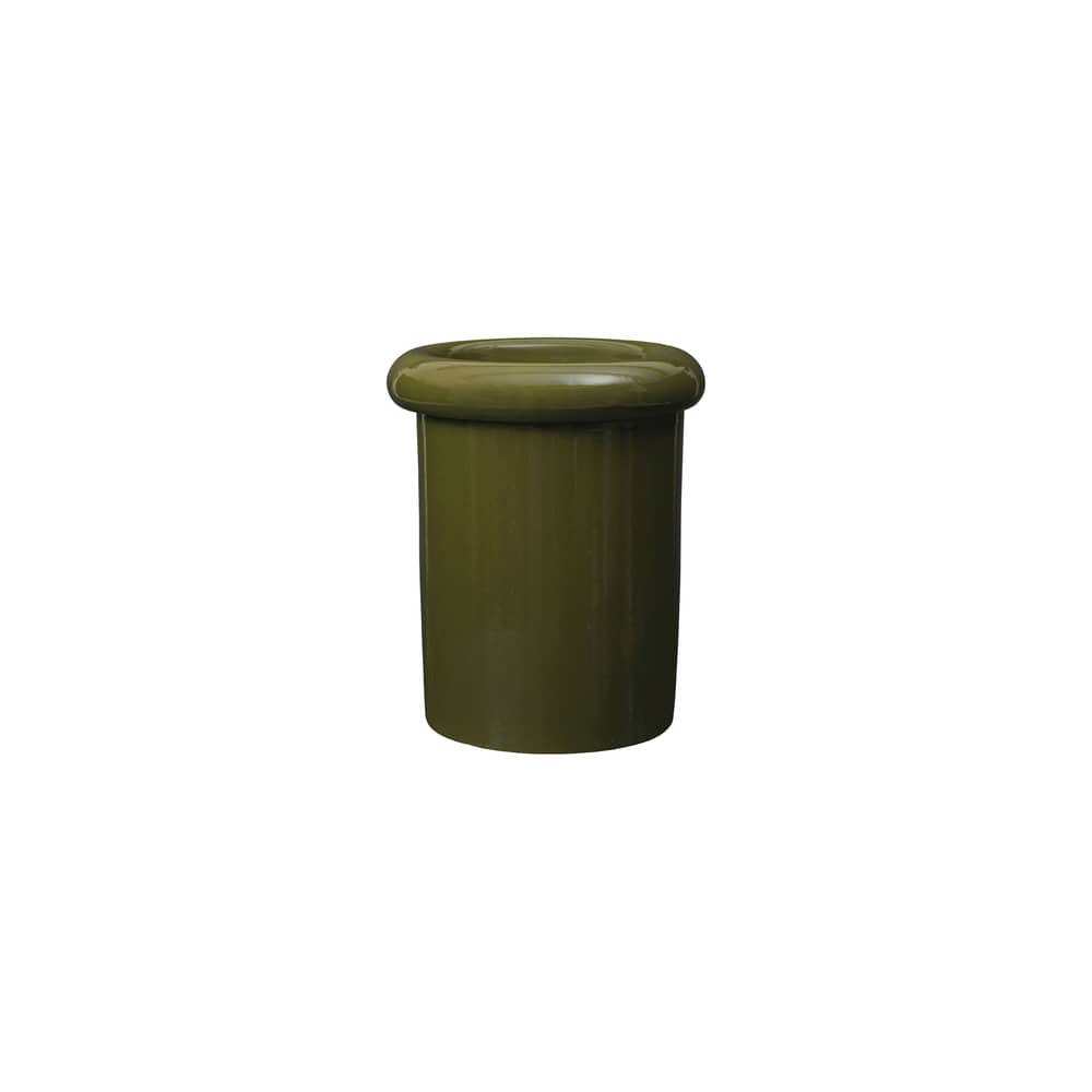 Rollo Small Flowerpot ceramic green / Ø 31 x H 36 cm - Ferm Living - Licken green - Enamled terracotta