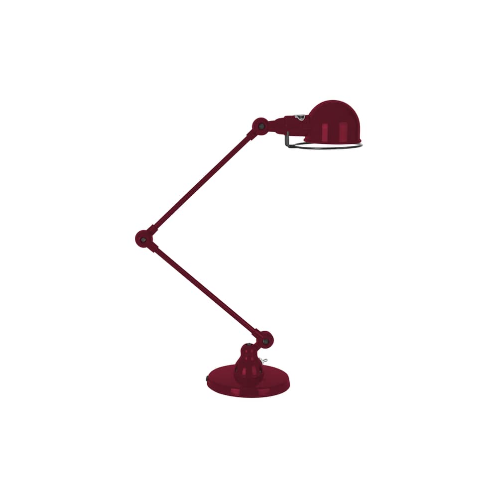 Lampe de table Signal SI333 métal violet / 2 bras - H 60 cm - Design 1950 - Jieldé - Bourgogne brillant - Acier inoxydable
