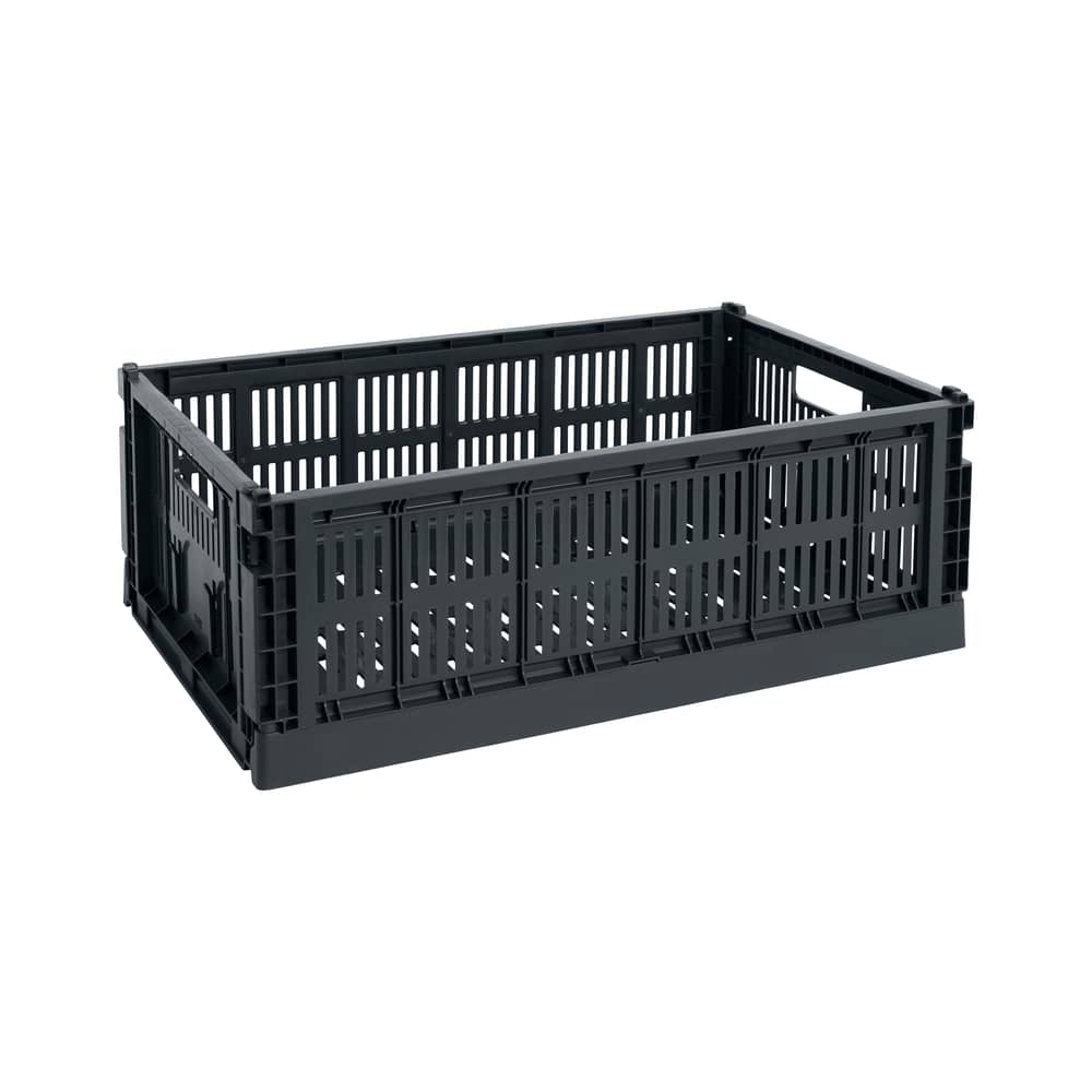 Panier Colour Crate plastique gris Large / 34,5 x 53 cm - Recyclé - Hay - Charbon - Polypropylène recyclé