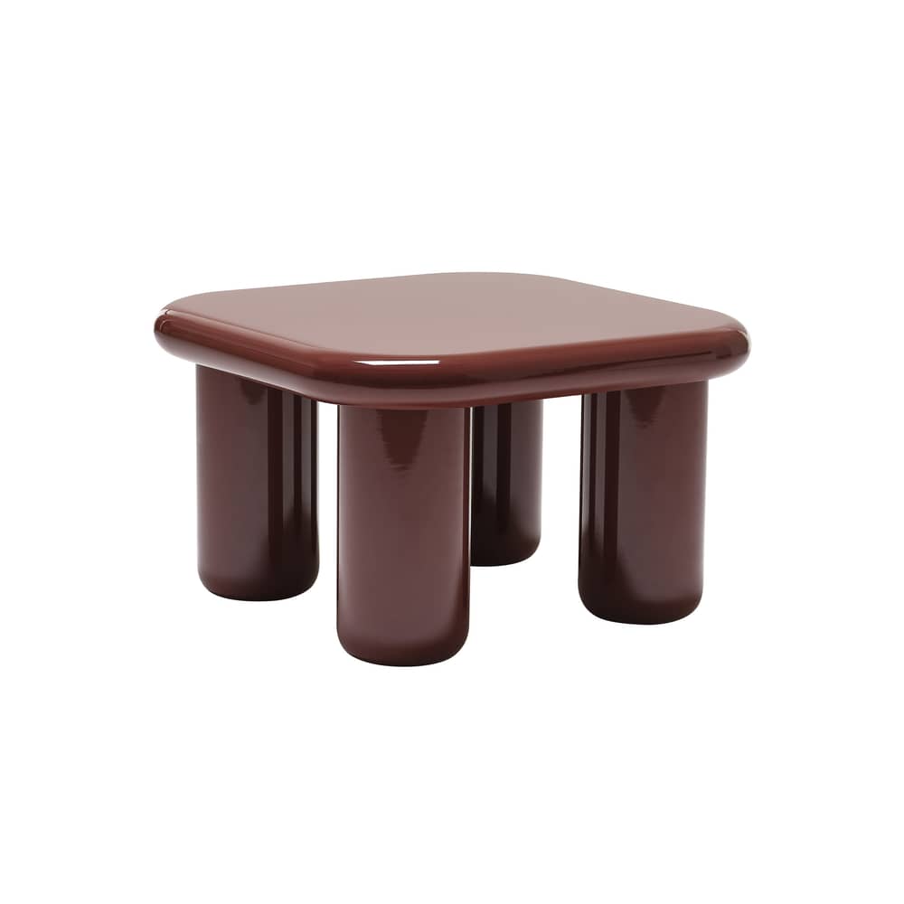 Table basse Bilbao bois rouge / 83 x 83 x H 45 cm - Mogg - Bordeaux - Bois alvéolaire laqué, Polyuréthane laqué