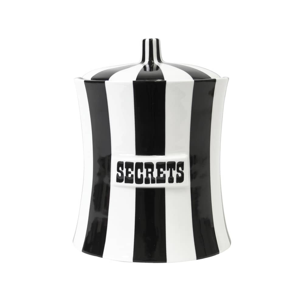 Boîte Vice - SECRETS / Porcelaine - Ø 16 x H 20 cm - Jonathan Adler - Noir / SECRETS - Porcelaine