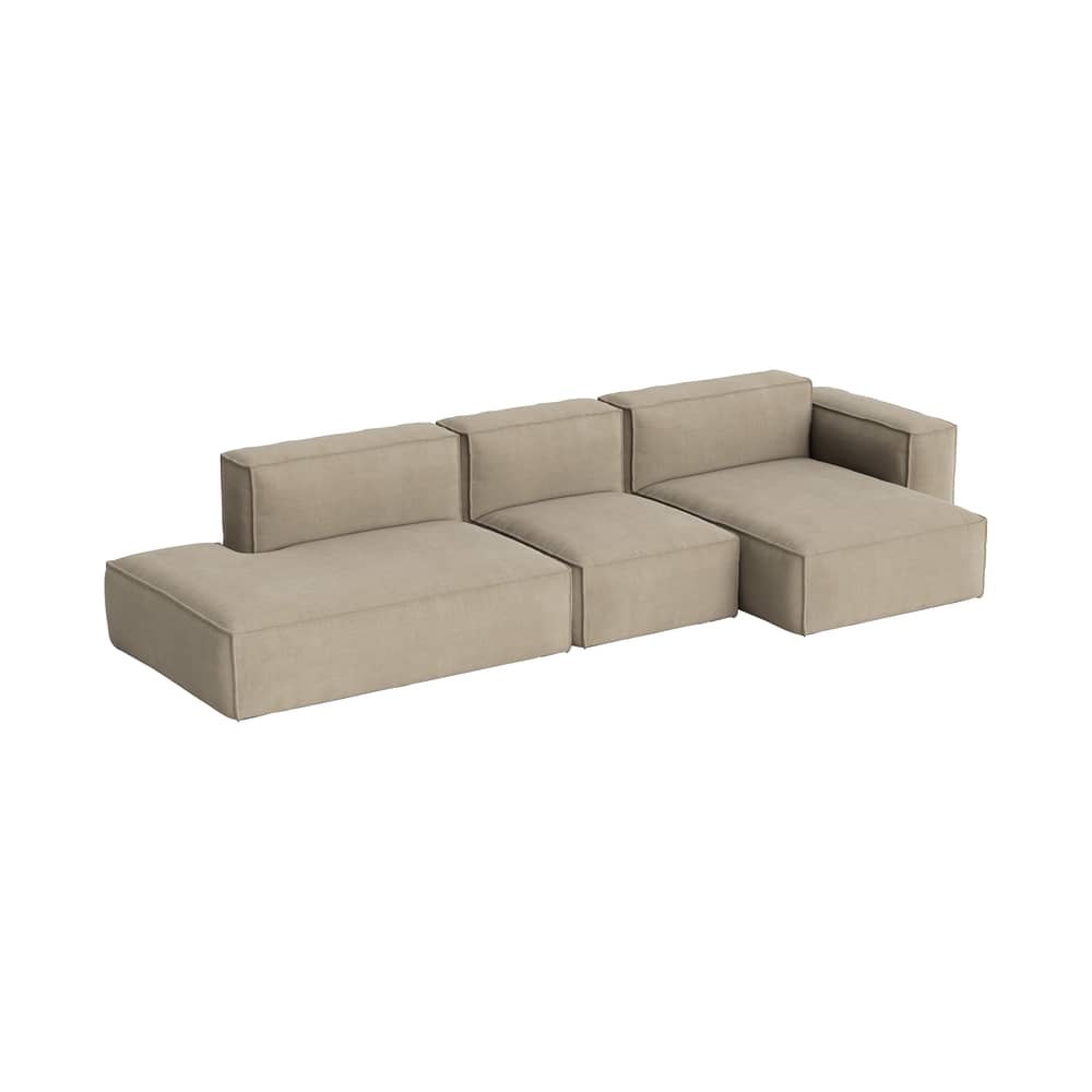 Canapé d\'angle Mags Soft Low Armrest n°4 beige / 3 places -  L 331 cm/ Accoudoir droite - Hay - Accoudoir droite / Beige (tissu Linara 216) - Contreplaqué, Mousse polyuréthane HR, Tissu