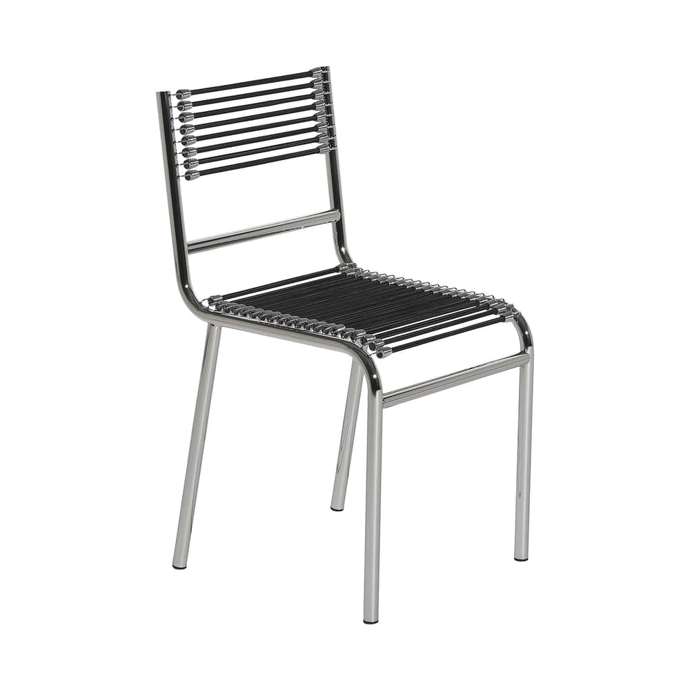 Chaise Sandows N°212 / Réédition 1927 - Petite Friture - Noir - Acier chromé, Tendeurs élastiques