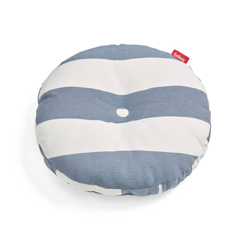 Coussin d\'extérieur Circle tissu bleu / Ø 50 cm - Fatboy - Rayé bleu Océan - Mousse polypropylène, Tissu oléfine