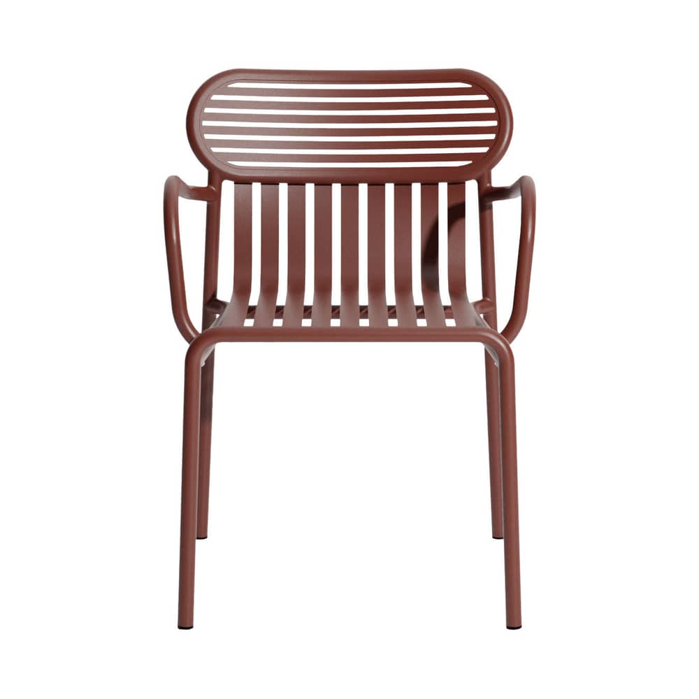 Fauteuil bridge empilable Week-end métal rouge / Aluminium - Petite Friture - Rouge brun - Aluminium