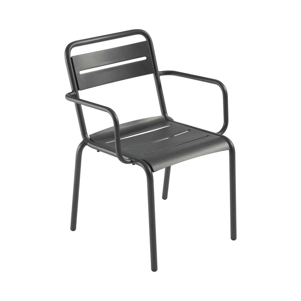 Fauteuil empilable Star / Acier - Emu - Fer ancien - Acier verni, Tôle galvanisée