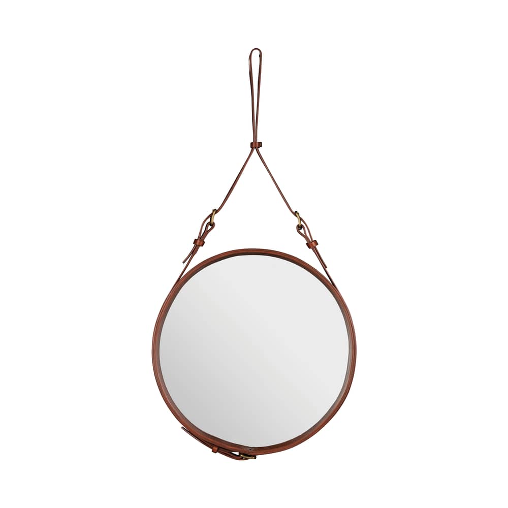 Specchio murale Adnet pelle marrone Ø 45 cm - Gubi - Marrone - Pelle