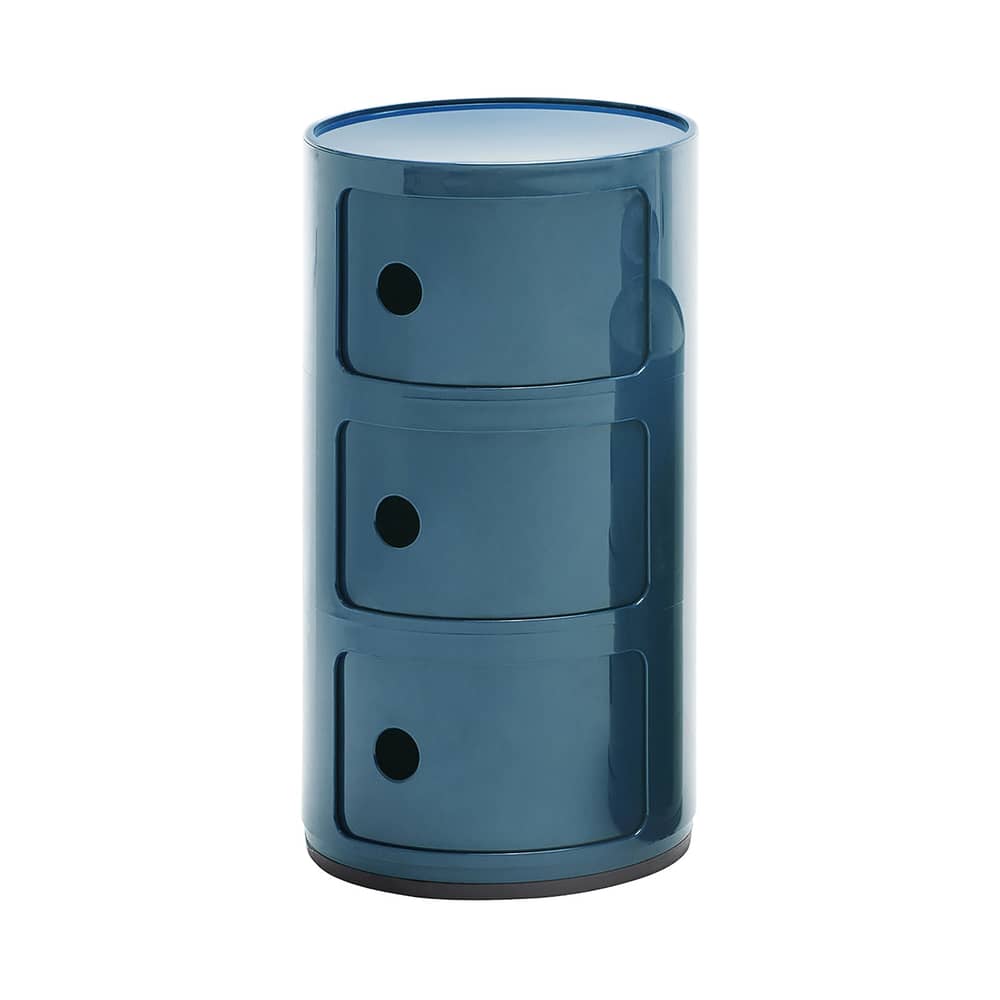 Componibili Storage plastic material blue 3 drawers / H 58 cm - Kartell - Blue - ABS