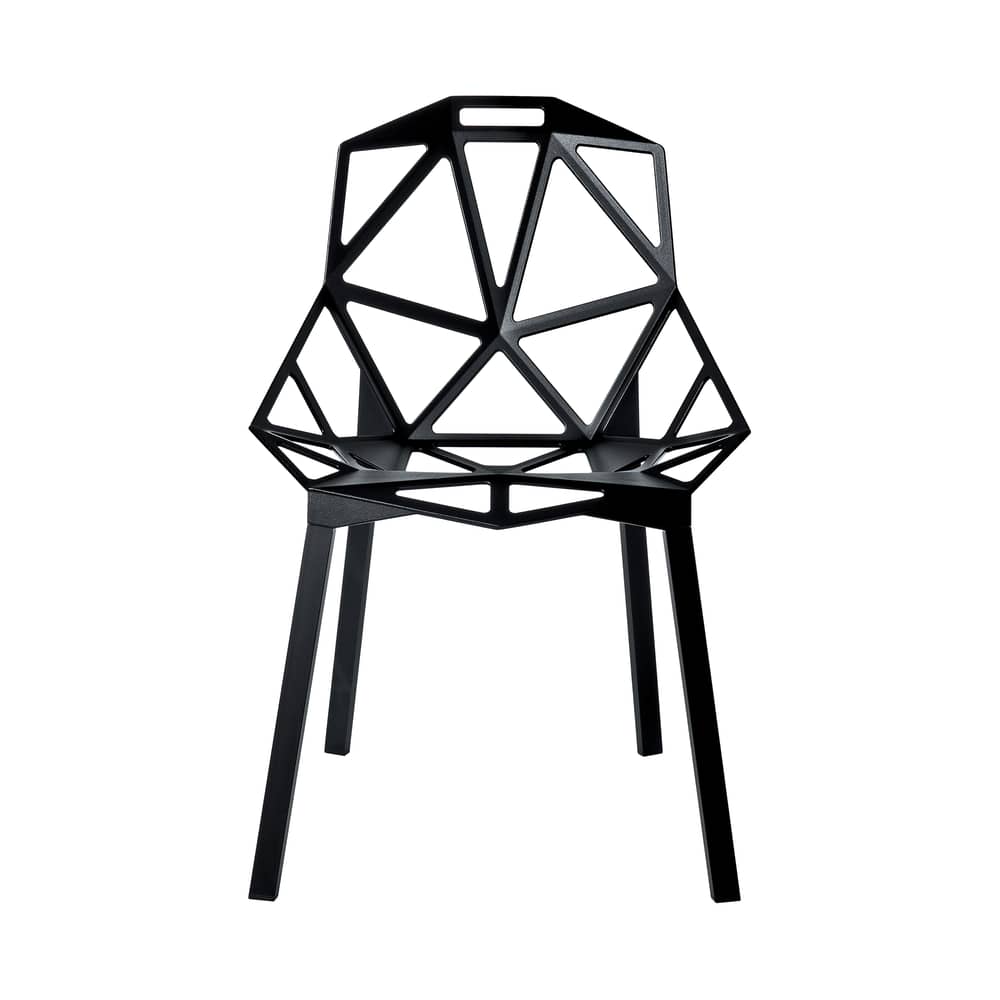 Chaise empilable Chair one métal noir / Konstantin Grcic, 2003 - Magis - Noir / Pieds noirs - Aluminium verni, Fonte d\'aluminium vernie