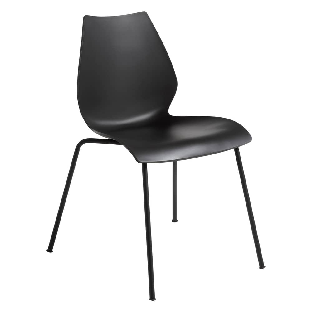 Chaise empilable Maui plastique noir - Kartell - Anthracite / Pieds noirs - Acier verni, Polypropylène