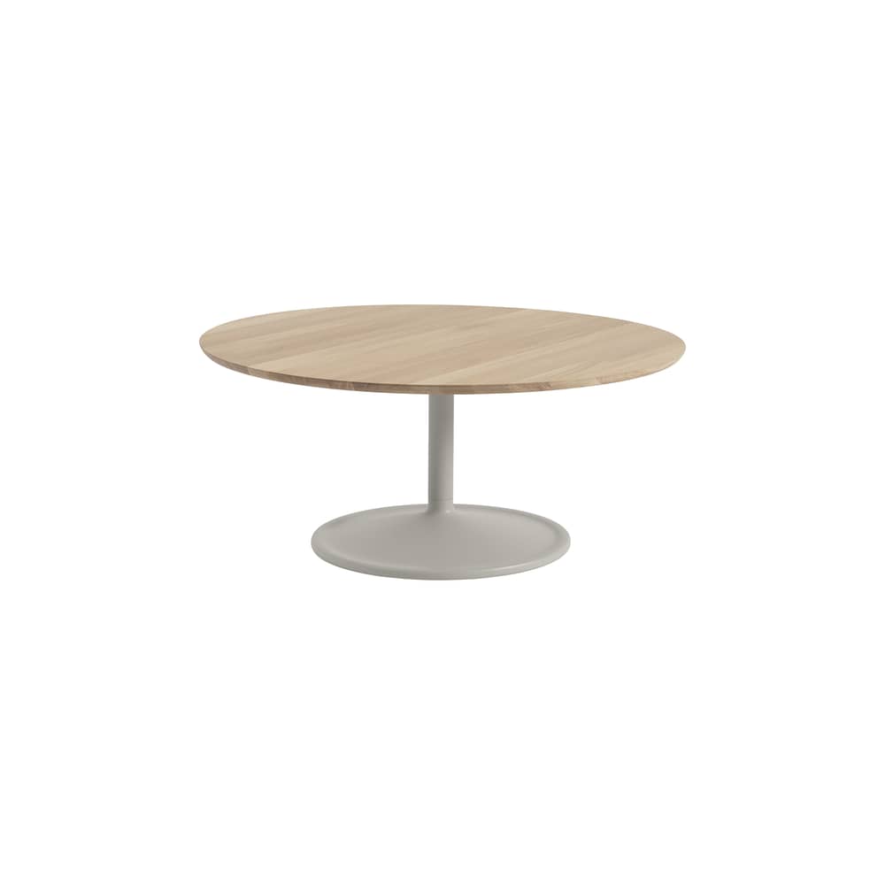 Couchtisch Soft holz natur / Ø 95 x H 42 cm - Muuto - Eiche natur / Fuß grau - Gegossenes Aluminium, massive Eiche