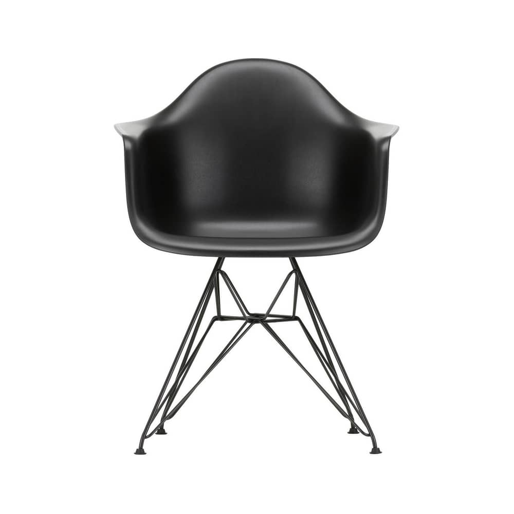 Fauteuil RE DAR - Eames Plastic Armchair plastique noir / (1950) - Pieds noirs / Recyclé - Vitra - Noir / Pieds noirs - Acier laqué, Plastique recyclé post-consommation