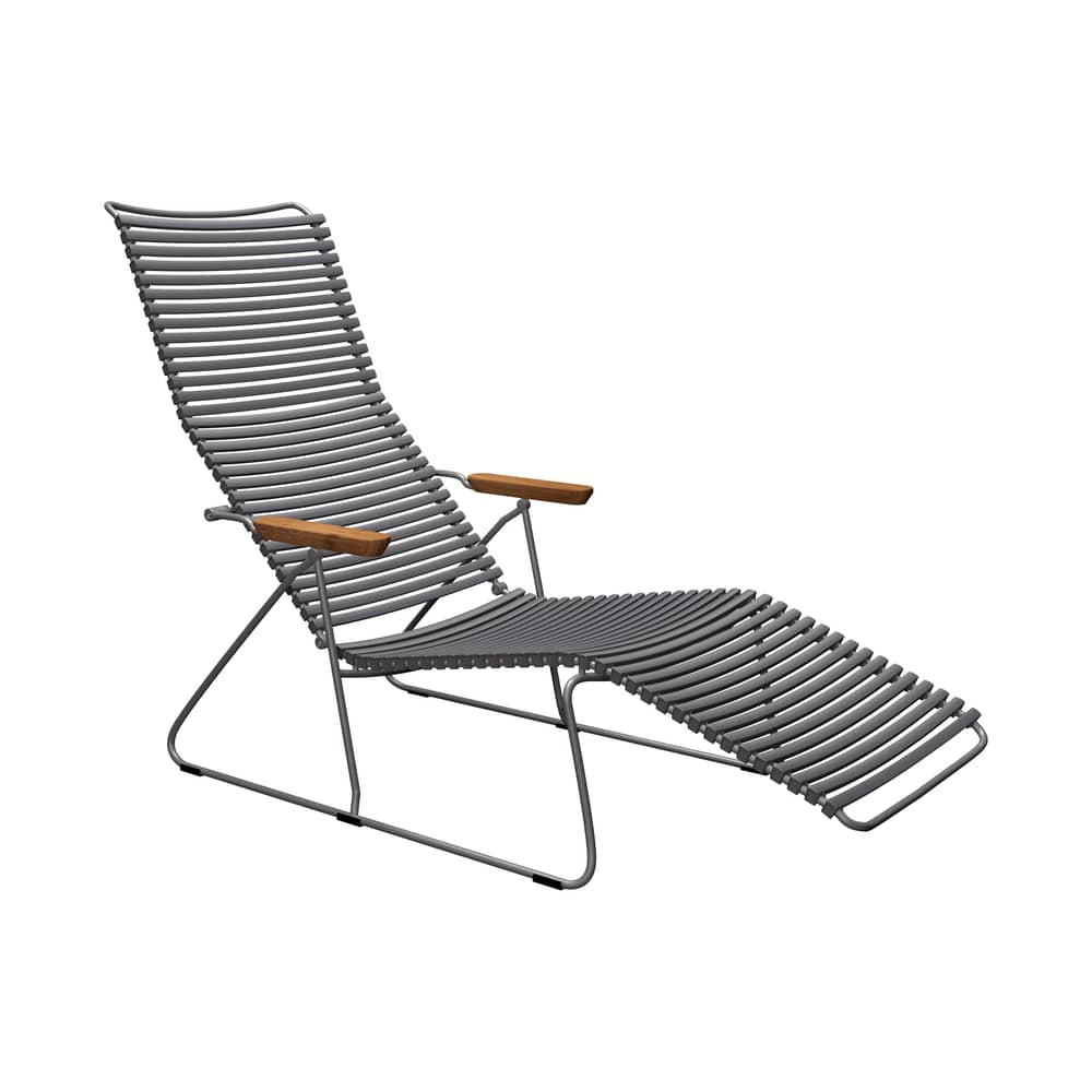 Transat inclinable Click Sunlounger plastique gris / 7 positions - Houe - Gris foncé - Acier thermolaqué, Bambou, Polypropylène