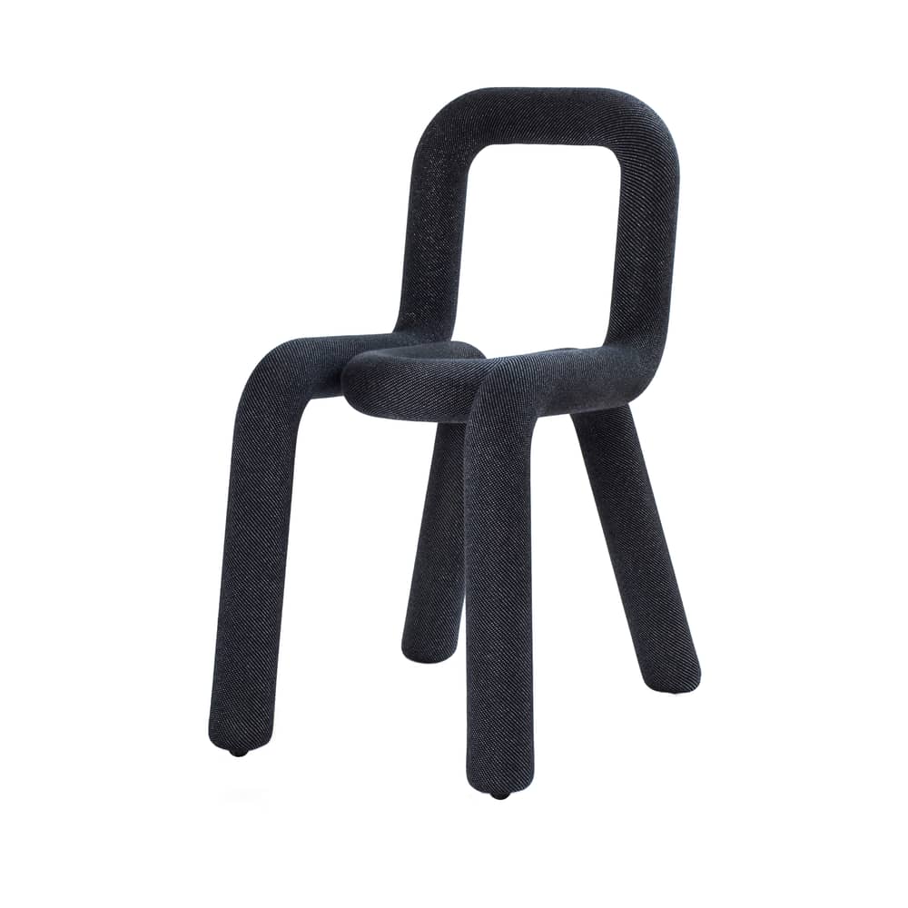 Chaise rembourrée Bold Sparkling tissu bleu / pailleté - Moustache - Bleu pailleté - Acier, Mousse polyuréthane, Tissu