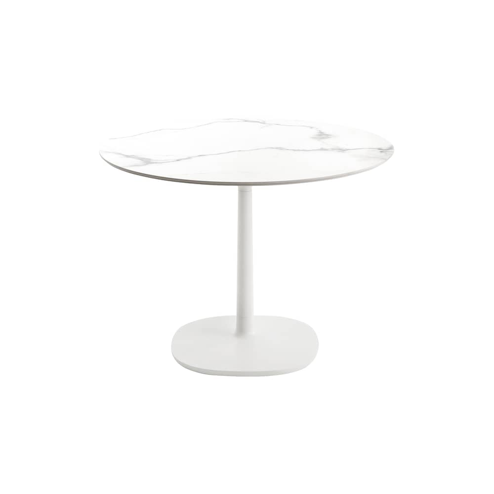 Runder Tisch Multiplo indoor/outdoor - keramik stein weiß / Marmoroptik - Ø 78 cm - Kartell - Weiß - klarlackbeschichtetes Aluminium, Steinzeug, Marmoreffekt