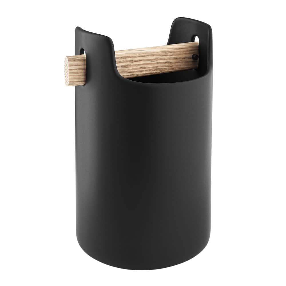 Vaso Toolbox ceramica nero / Ø 18 x H 20 cm - Ceramica & rovere - Eva Solo - Nero / rovere - Ceramica, Rovere massello