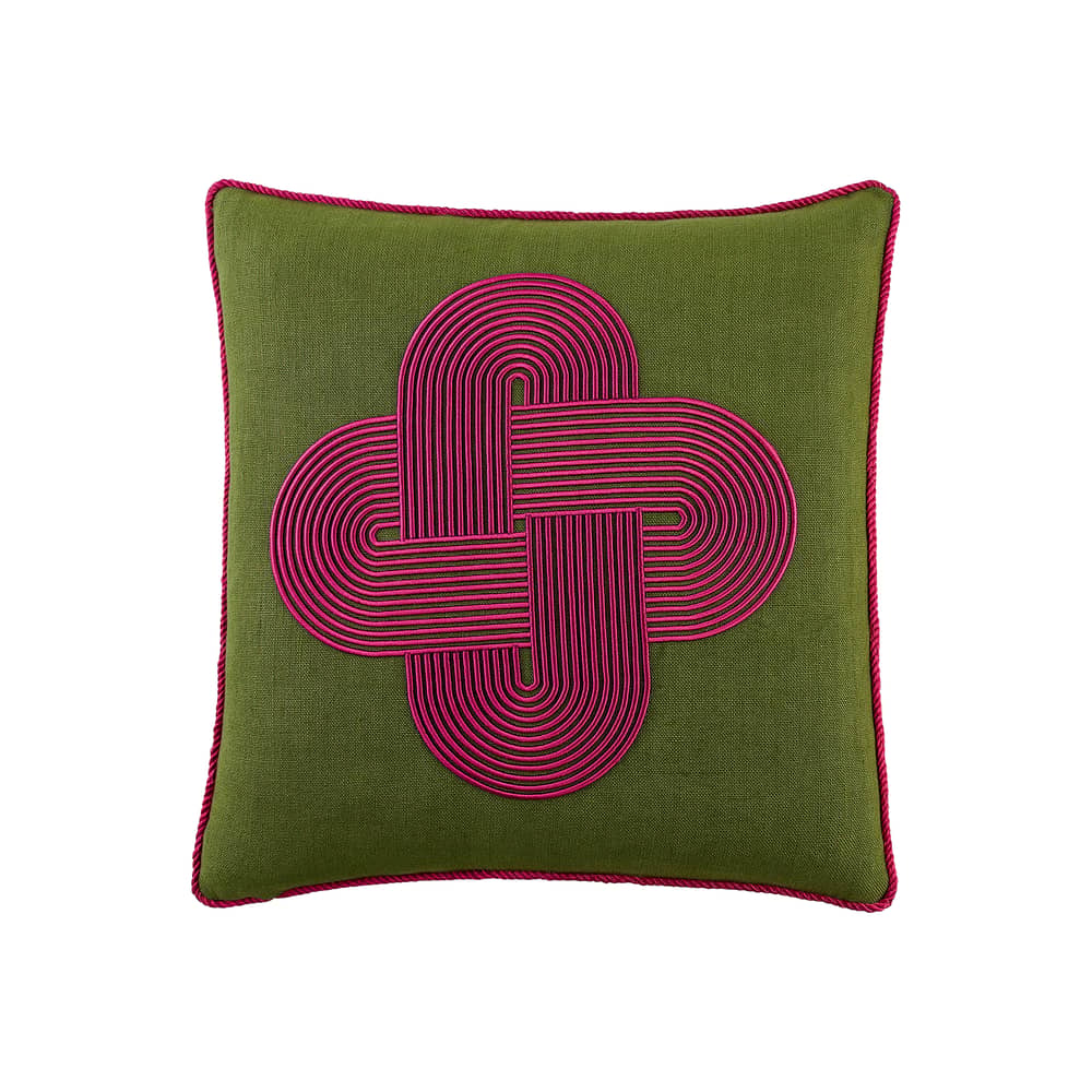 Coussin Pompidou Plus vert / 45 x 45 cm - Jonathan Adler - Vert Olive -  Duvet,  Plumes, Lin