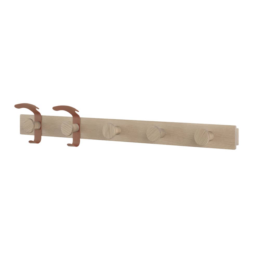 Portemanteau mural Avail / L 87,5 cm - Muuto - Chêne / Crochets marron-cuivré - Acier