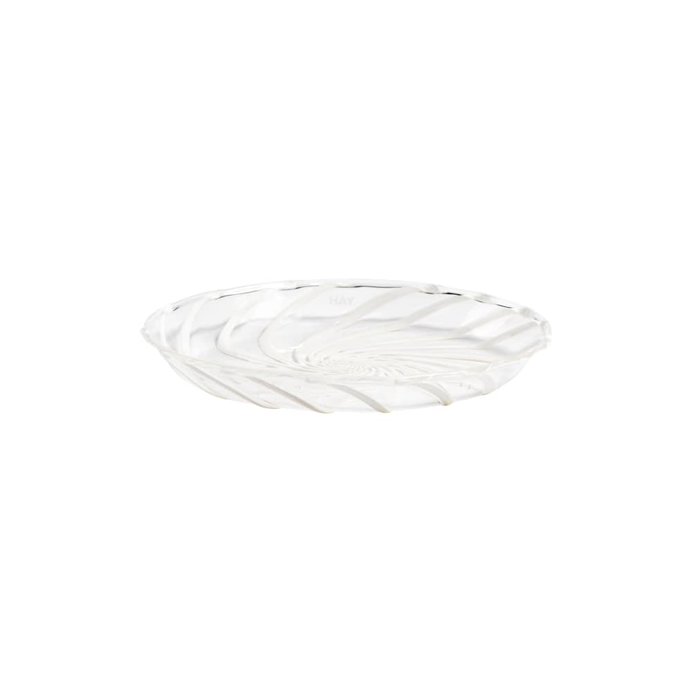 Set de 2 assiettes à mignardises Spin verre - Hay - Rayé blanc - Verre borosilicaté