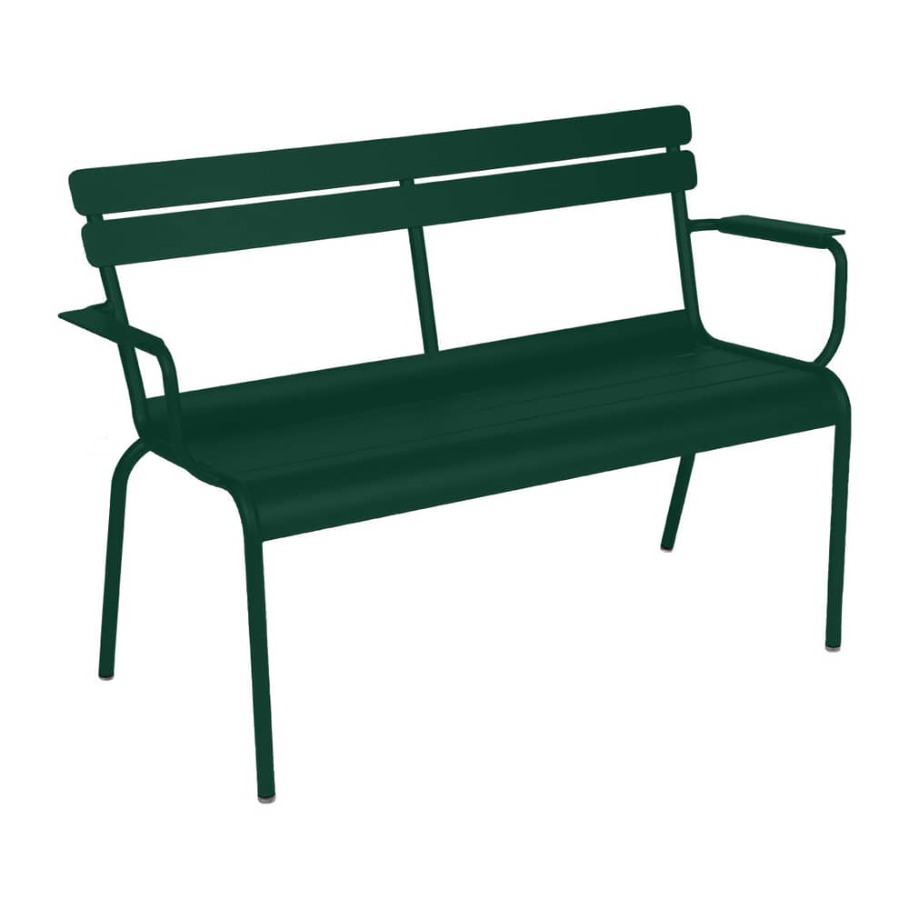 Banc avec dossier Luxembourg métal vert / 2 places - L 131 cm - Fermob - Vert cèdre - Aluminium