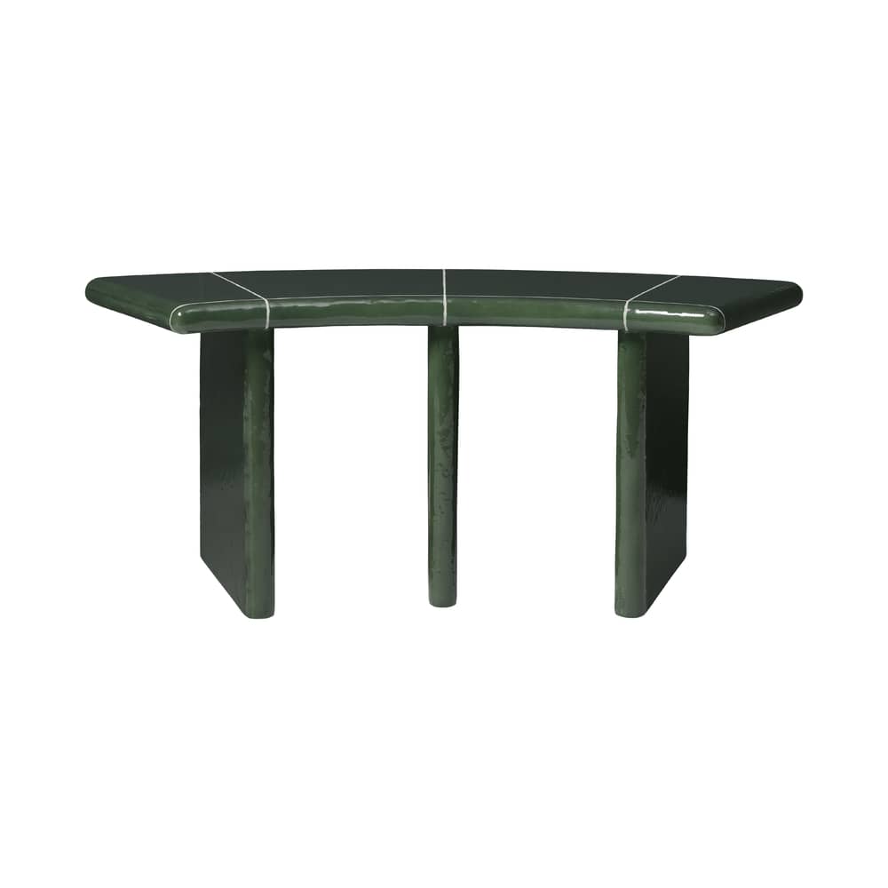 Deya Bench stone green / Curved - L 110 cm - Ferm Living - Dark green - Glass fibre reinforced concrete (GFRC)