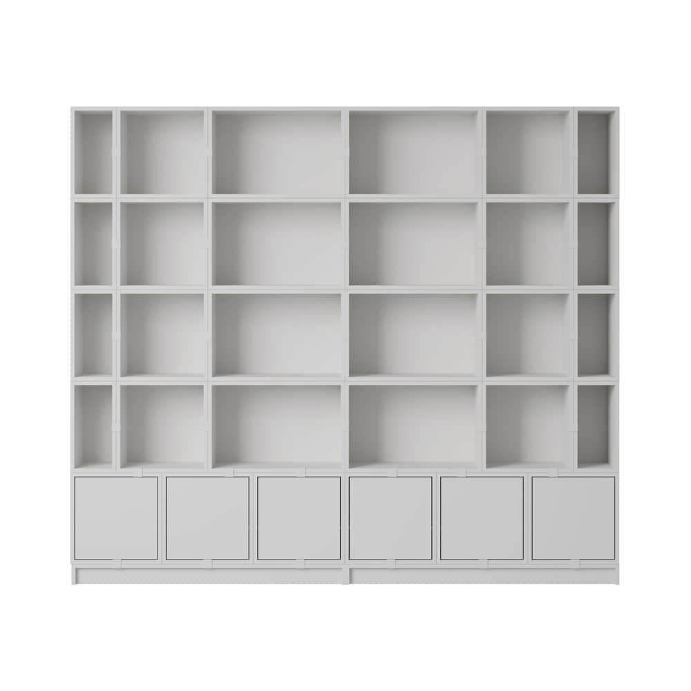 Bibliothèque Stacked bois gris / Configuration 1 - L 262 x H 228 cm - Muuto - Gris - Acier laqué, MDF peint