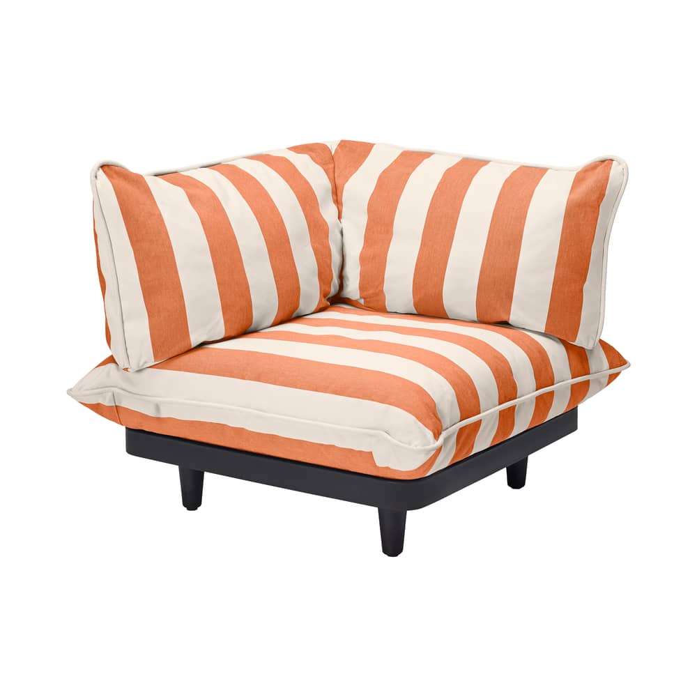 Chauffeuse d\'angle Paletti Corner / Module droite - Fatboy - Rayé orange & crème (droite) - Mousse polyester, Polyéthylène recyclé, Tissu oléfine