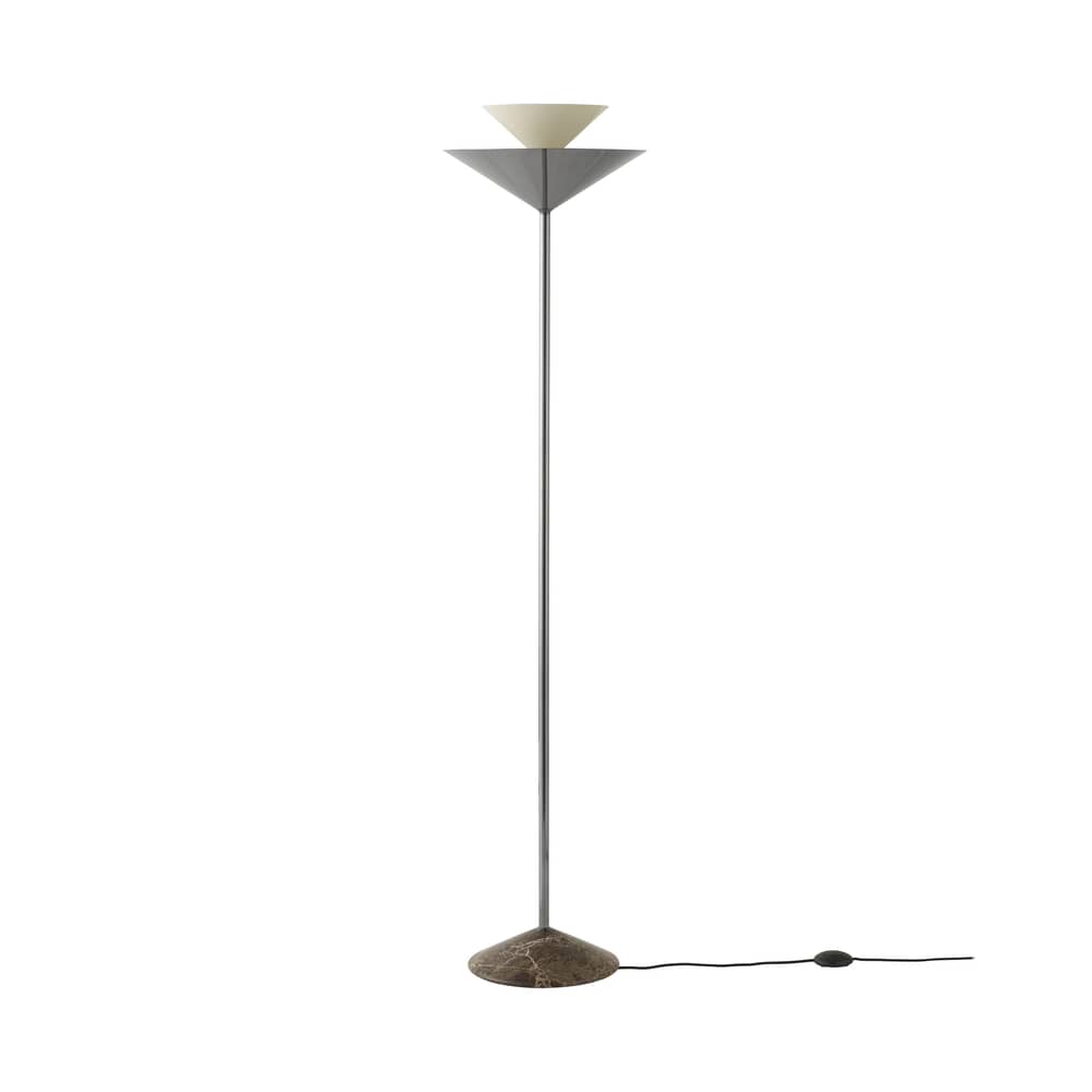 Gio LN28 Floor lamp metal black - &tradition - Dark chrome - Cloth, Emperador marble, Steel