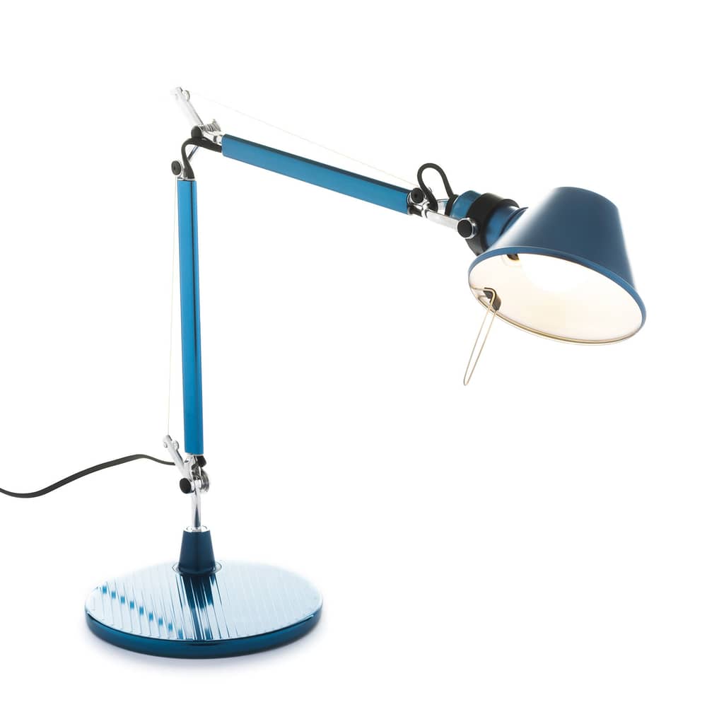 Lampe de bureau Tolomeo Micro métal bleu / 1987 - Artemide - Bleu anodisé - Acier, Aluminium