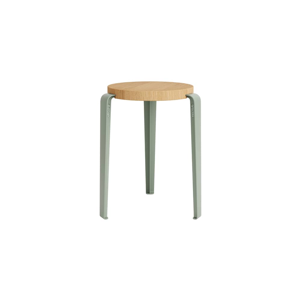 Tabouret empilable Lou / H 45 cm - Chêne - TIPTOE - Gris Eucalyptus - Acier thermolaqué, Chêne massif