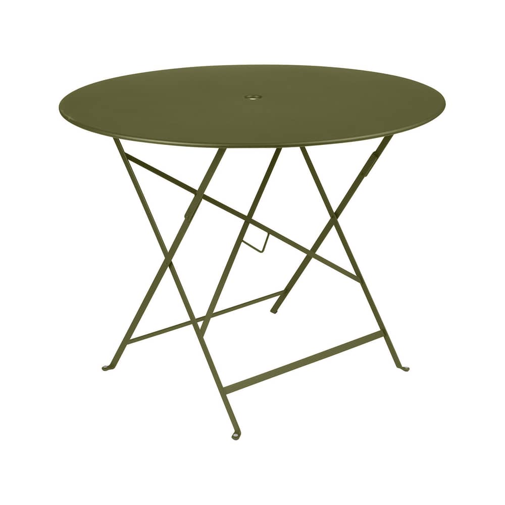 Table pliante Bistro / Ø 96 cm - 5 personnes / Trou parasol - Fermob - Pesto - Acier laqué
