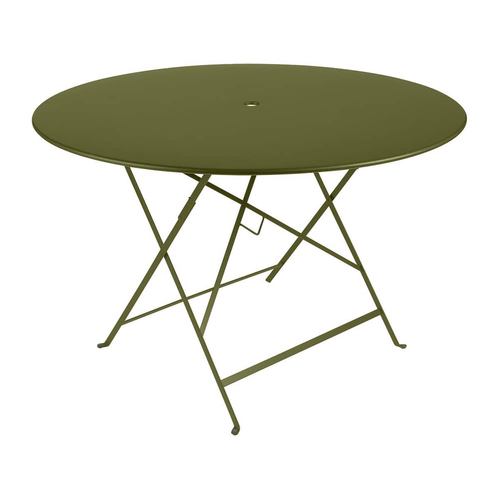 Table pliante Bistro / Ø 117 cm - 6/8 personnes - Trou parasol - Fermob - Pesto - Acier laqué