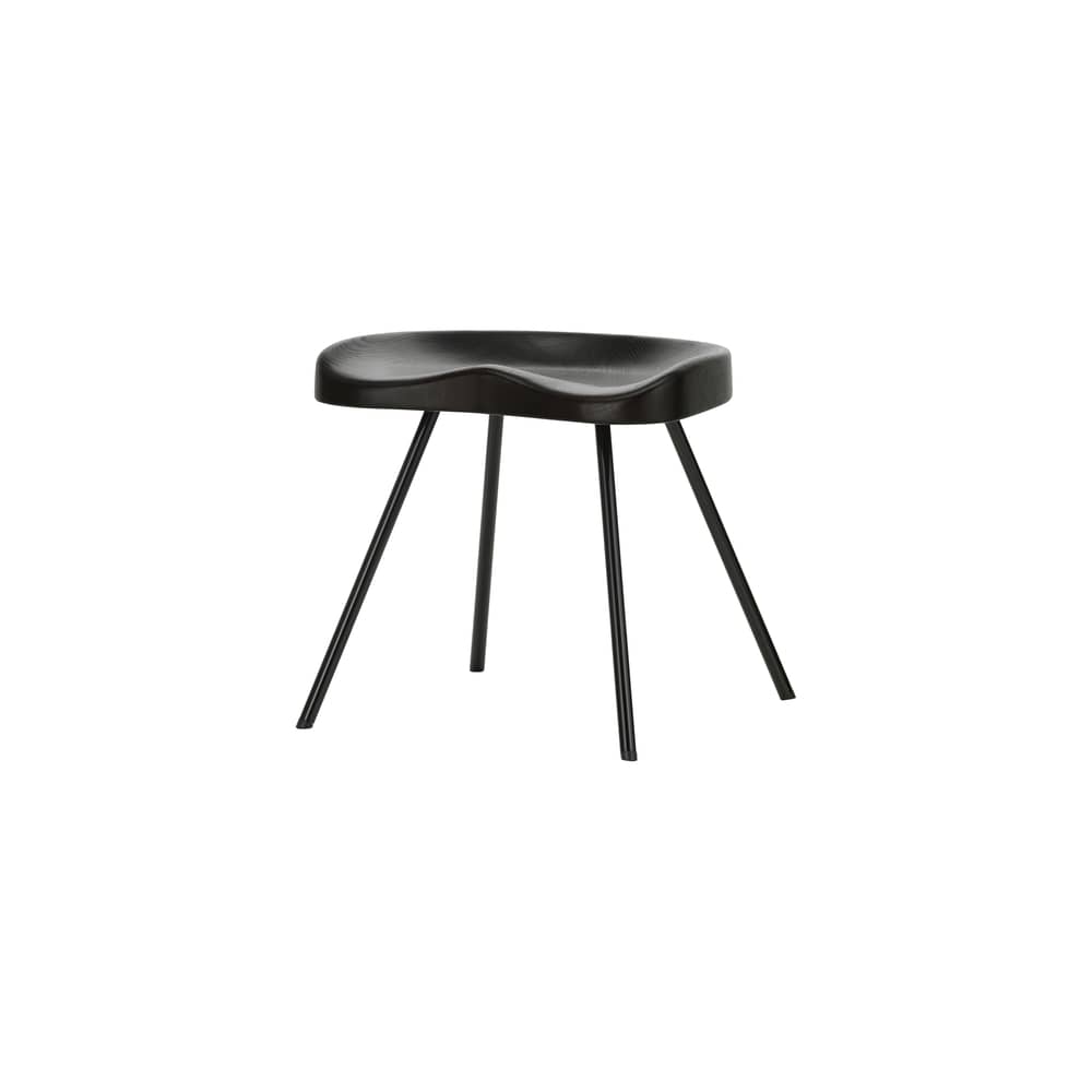 Tabouret N° 307 bois naturel / Jean Prouvé, 1951 - Vitra - Chêne foncé / Noir - Acier, Chêne massif teinté