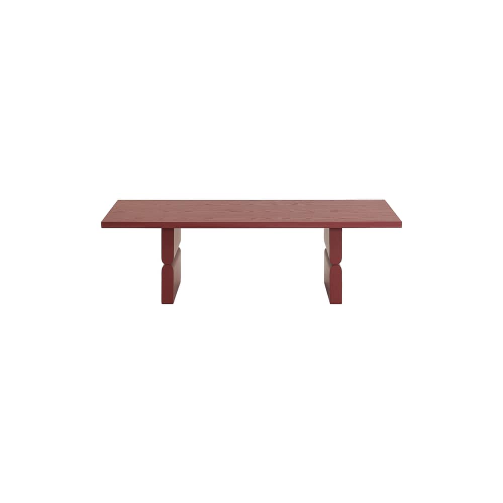 Couchtisch Noon holz rot / 118 x 58 cm - NOBODINOZ - Ziegelrot - Eschefurnier, gefärbt, Massives Kautschukholz